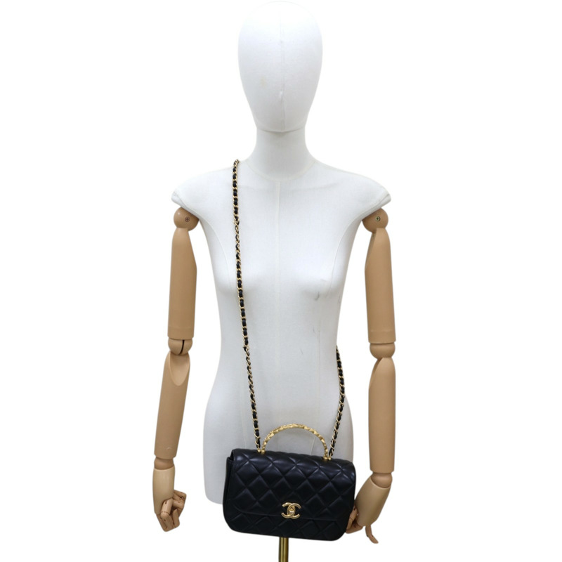 黑色 菱格紋 羊皮 Mini 手提翻蓋包 肩背包【CHANEL 香奈兒】 AS4808-11