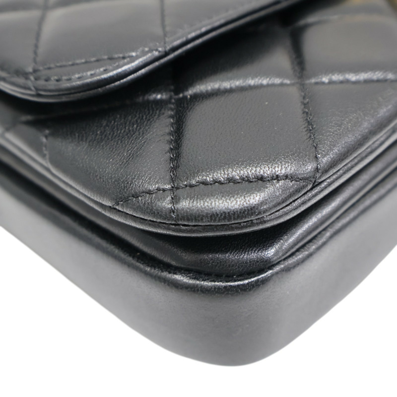 黑色 菱格紋 羊皮 Mini 手提翻蓋包 肩背包【CHANEL 香奈兒】 AS4808-13