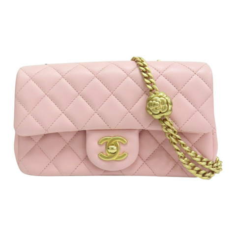 粉色 菱格紋 羊皮 Sweet Camellia Flap 肩背包【CHANEL 香奈兒】 AS4041