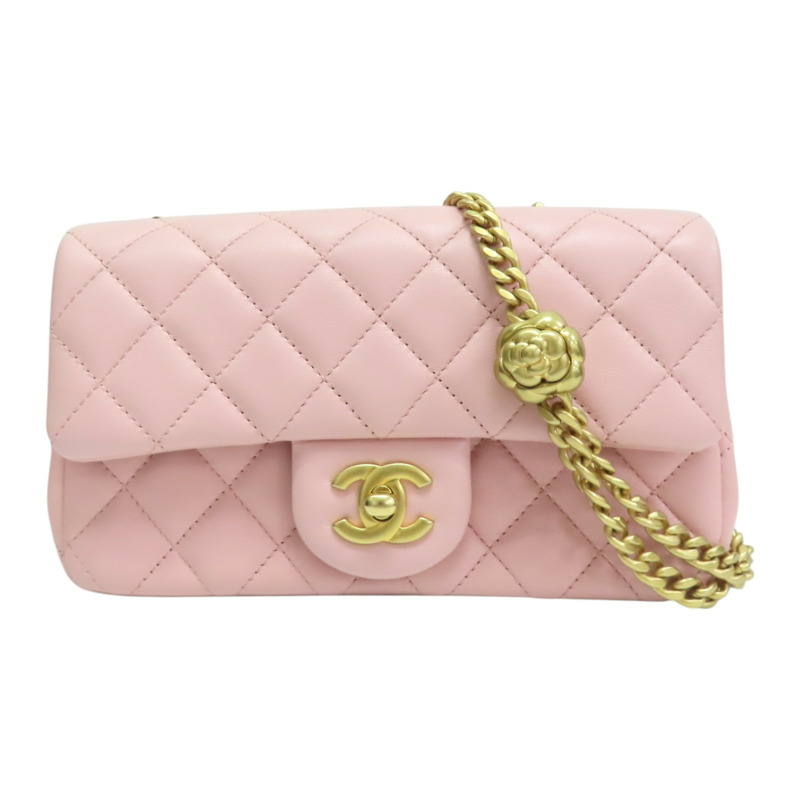 粉色 菱格紋 羊皮 Sweet Camellia Flap 肩背包【CHANEL 香奈兒】 AS4041-0