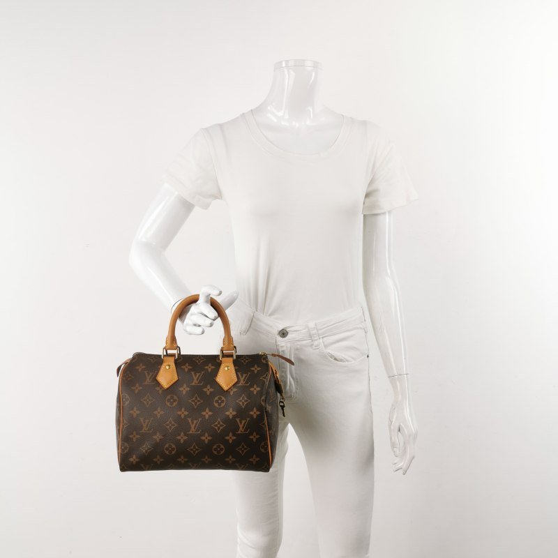 Louis Vuitton (LV)Speedy25植鞣革Monogram印花波士頓包手提包晶片款-1