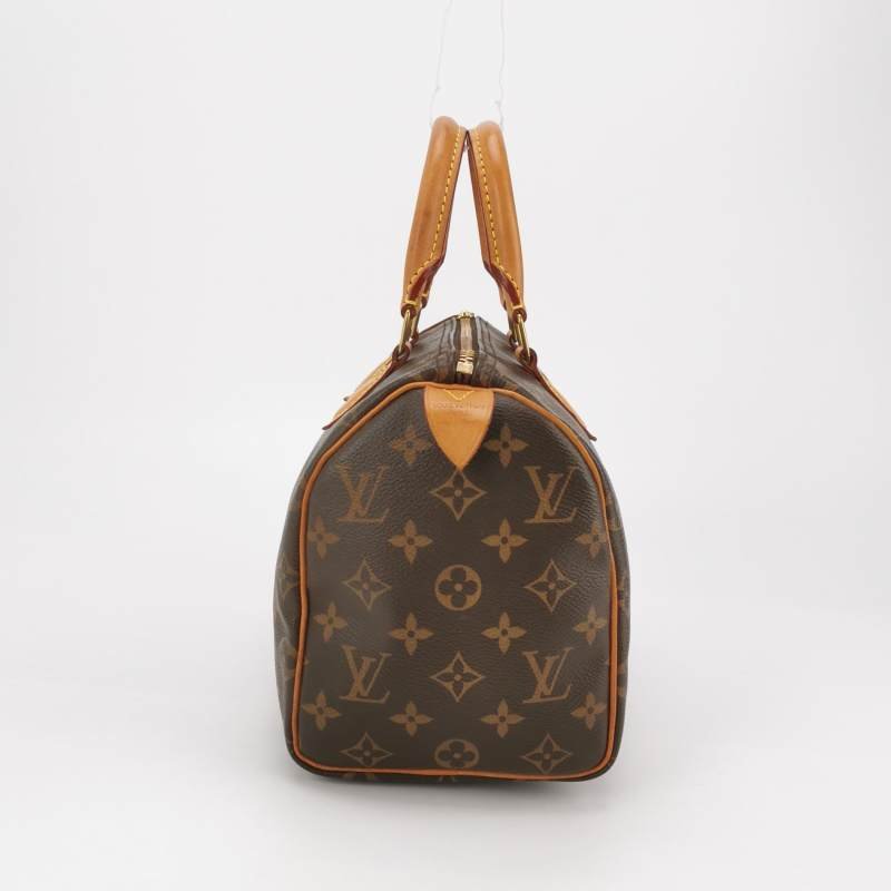 Louis Vuitton (LV)Speedy25植鞣革Monogram印花波士頓包手提包晶片款-3