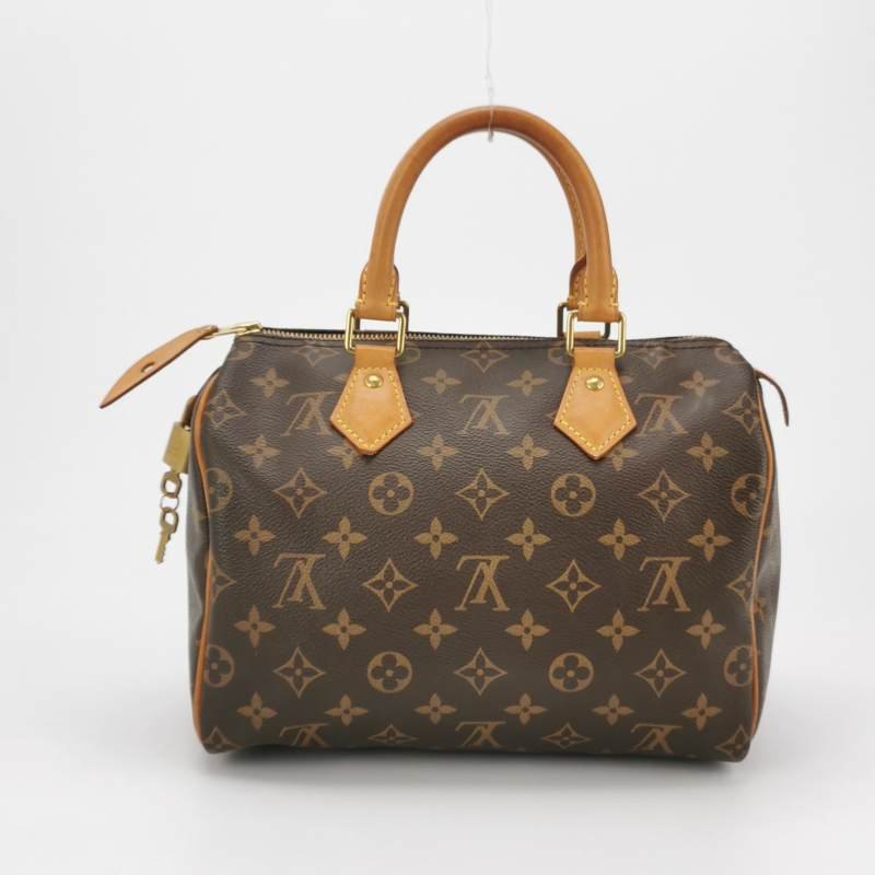 Louis Vuitton (LV)Speedy25植鞣革Monogram印花波士頓包手提包晶片款-4