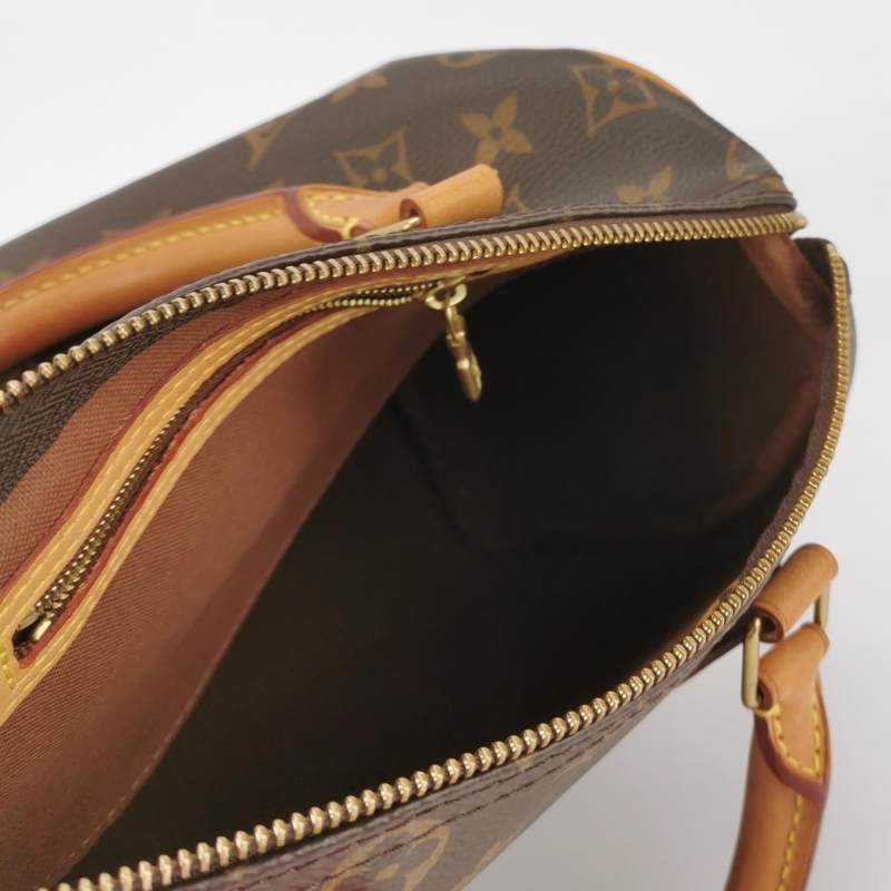 Louis Vuitton (LV)Speedy25植鞣革Monogram印花波士頓包手提包晶片款-6