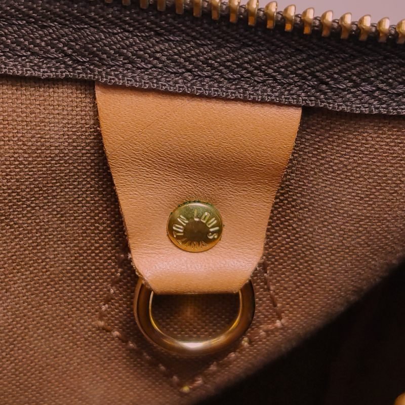 Louis Vuitton (LV)Speedy25植鞣革Monogram印花波士頓包手提包晶片款-7