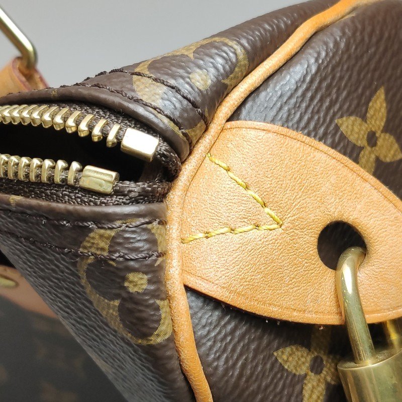 Louis Vuitton (LV)Speedy25植鞣革Monogram印花波士頓包手提包晶片款-12