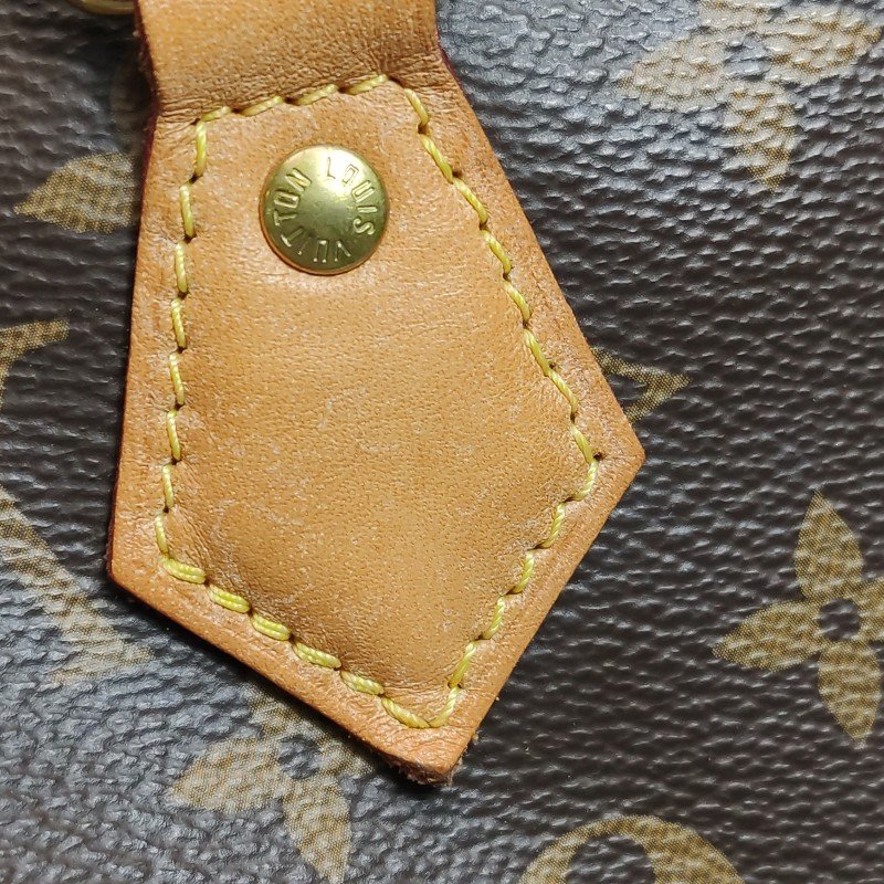 Louis Vuitton (LV)Speedy25植鞣革Monogram印花波士頓包手提包晶片款-17