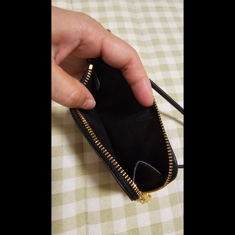 TORY BURCH Ella Bio 可吊掛雙T徽標皮革拉鍊卡片夾/零錢包(黑色)-5