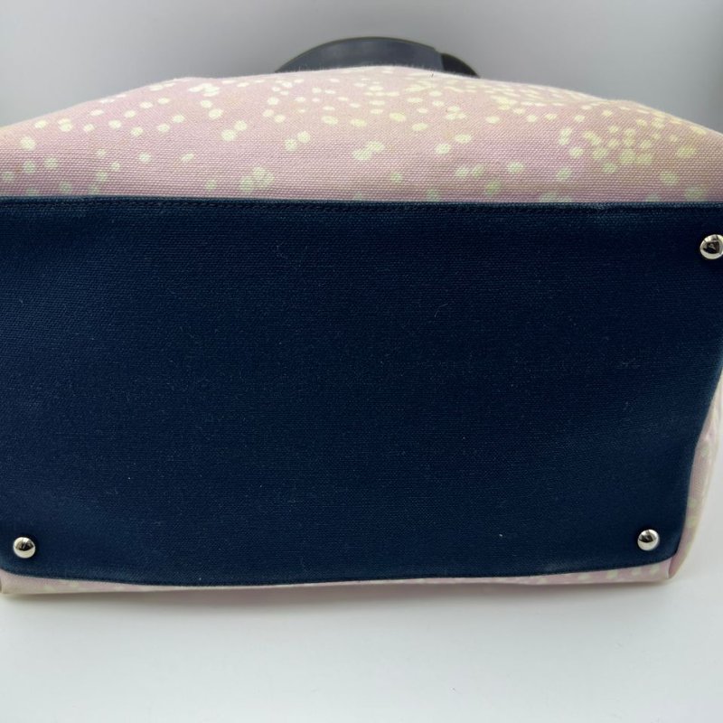 CHANEL 粉黑拼色帆布托特包-7