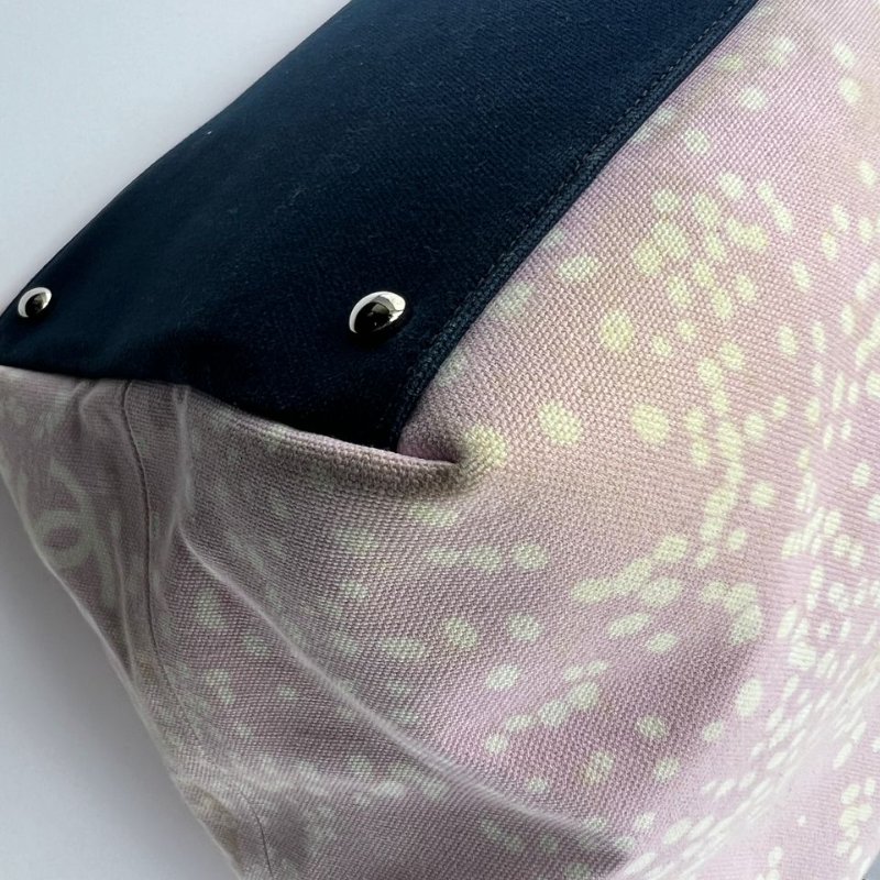 CHANEL 粉黑拼色帆布托特包-10