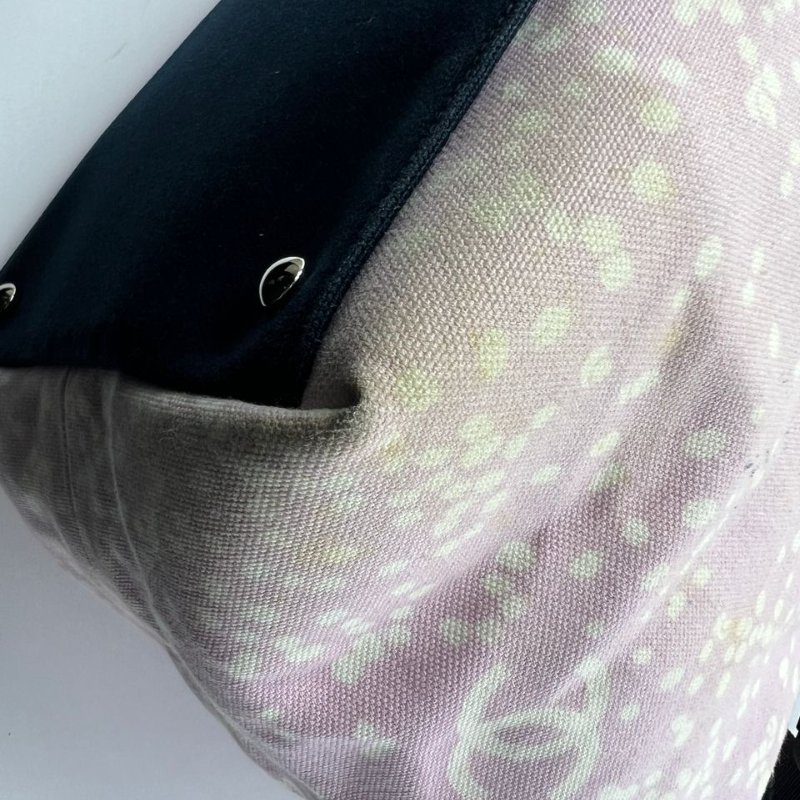 CHANEL 粉黑拼色帆布托特包-11