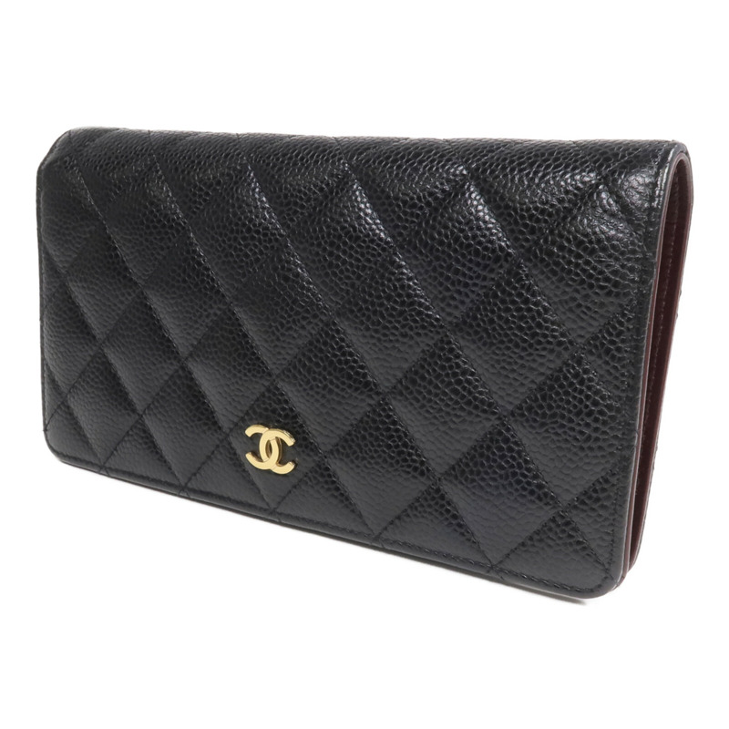 CHANEL 牛皮皮革Long Wallet金扣長錢包-1