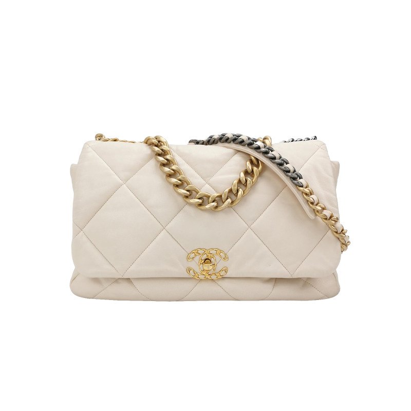 Chanel 19BagMaxi皮菱格絎縫穿皮雙C扣斜背包單肩包-0