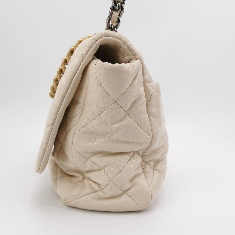 Chanel 19BagMaxi皮菱格絎縫穿皮雙C扣斜背包單肩包-2