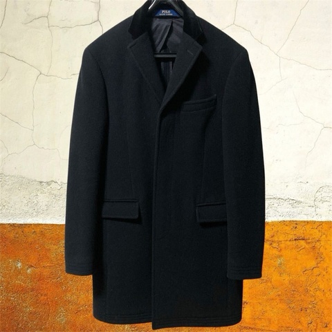 真品 POLO RALPH LAUREN 拉夫勞倫男士 經典徹斯特羊毛大衣 單排扣 外套 夾克 羽絨服 皮衣