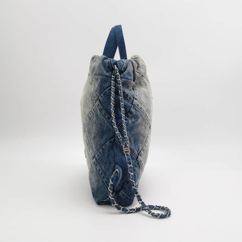 Chanel 22Bag牛仔褲拼色字母Logo雙肩包-2