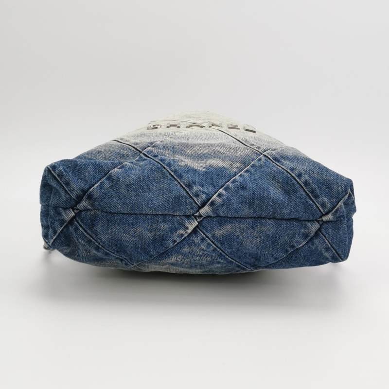 Chanel 22Bag牛仔褲拼色字母Logo雙肩包-5