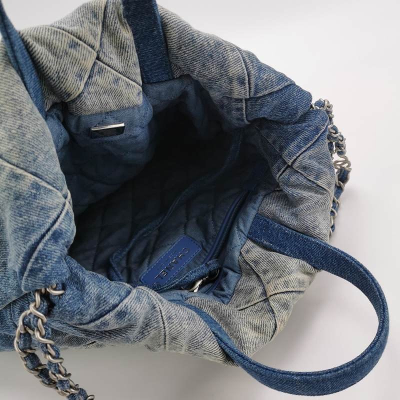 Chanel 22Bag牛仔褲拼色字母Logo雙肩包-6