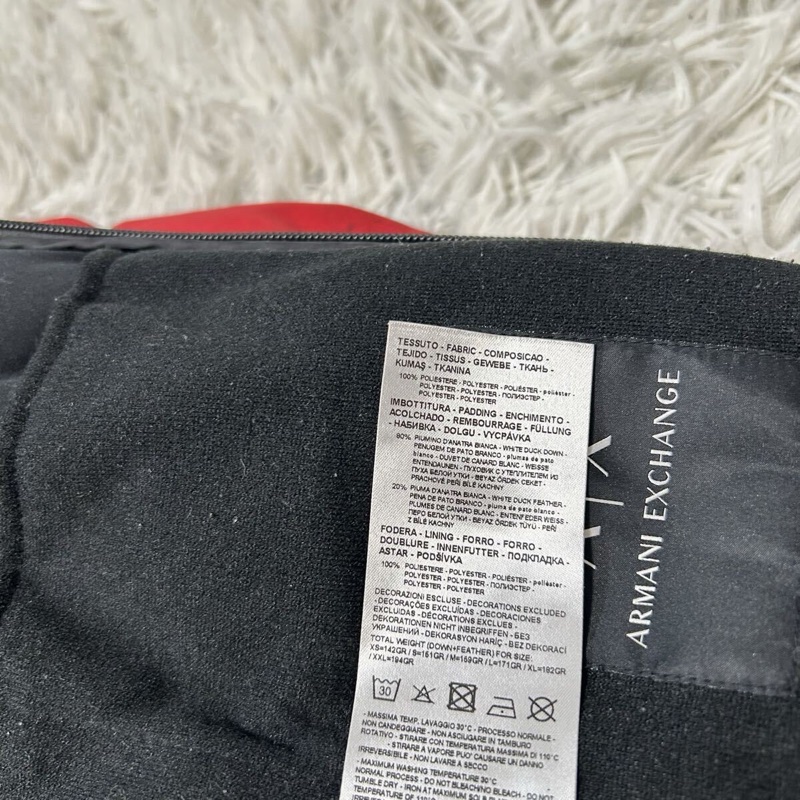 真品ARMANI EXCHANGE 亞曼尼 A|X 極品羽絨服 壓花 紅黑配色-8