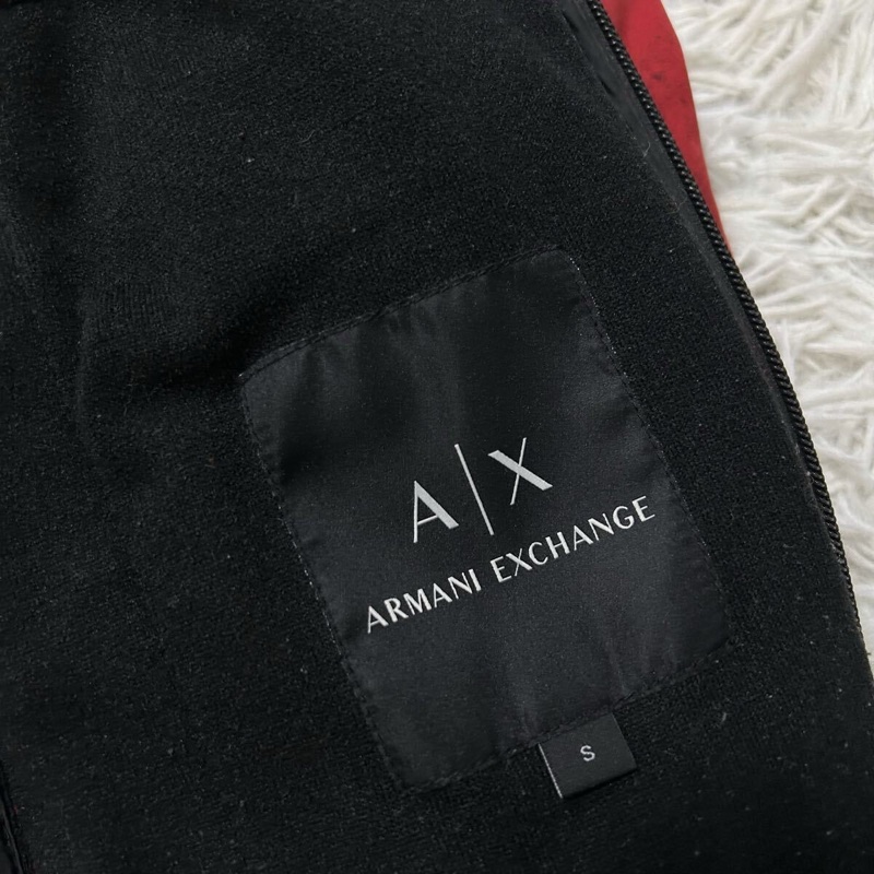 真品ARMANI EXCHANGE 亞曼尼 A|X 極品羽絨服 壓花 紅黑配色-9
