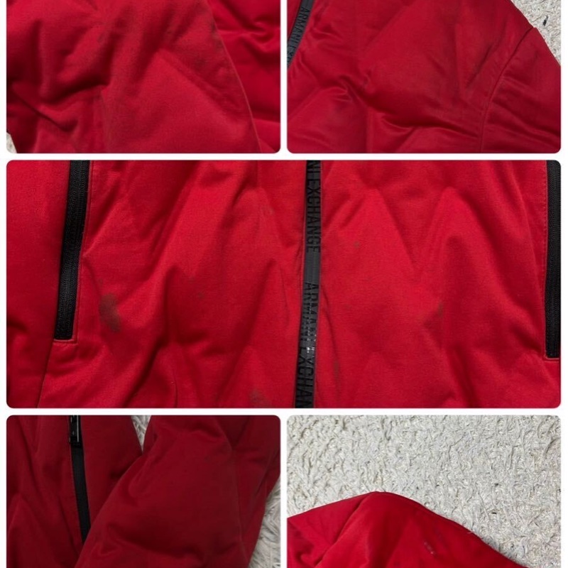 真品ARMANI EXCHANGE 亞曼尼 A|X 極品羽絨服 壓花 紅黑配色-12