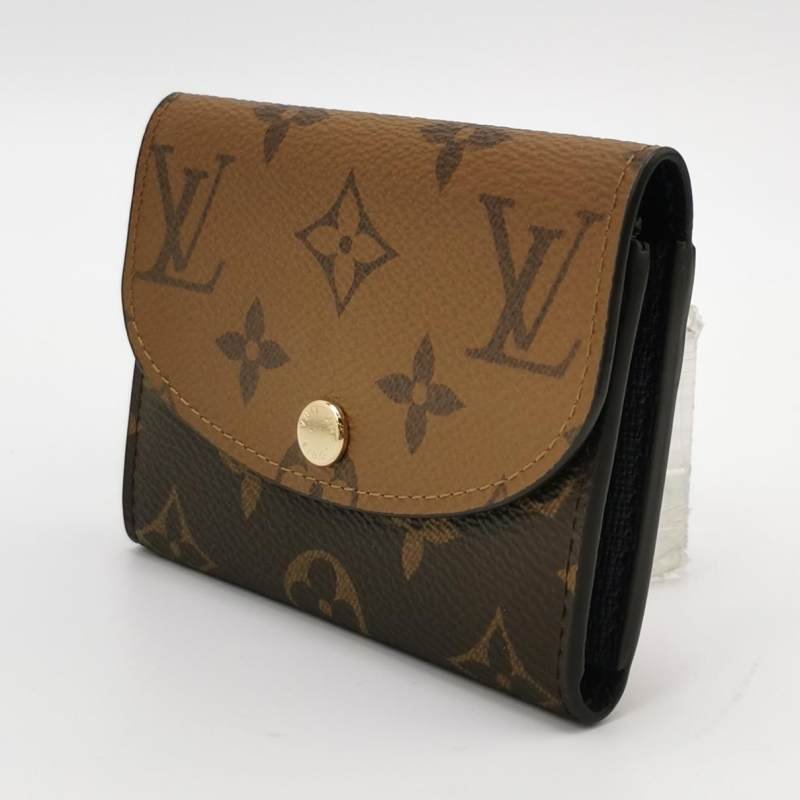 Louis Vuitton (LV)Rosalie牛皮拼色Monogram印花按扣卡包晶片款-1