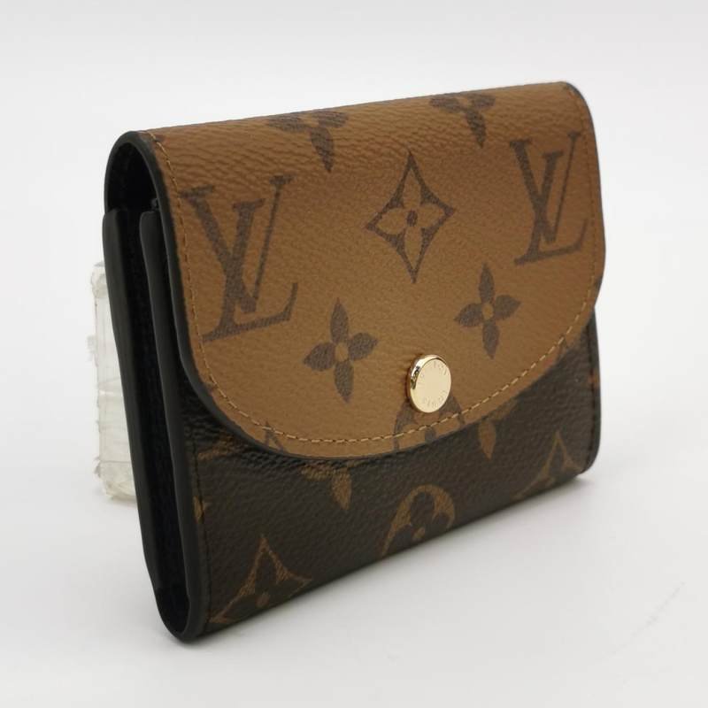 Louis Vuitton (LV)Rosalie牛皮拼色Monogram印花按扣卡包晶片款-2