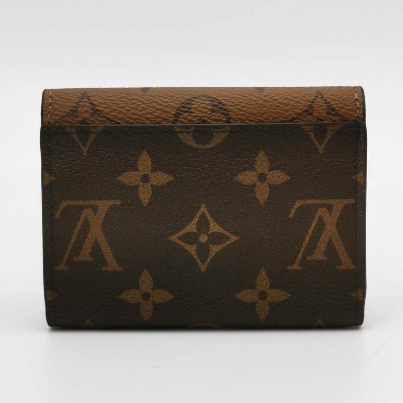 Louis Vuitton (LV)Rosalie牛皮拼色Monogram印花按扣卡包晶片款-3