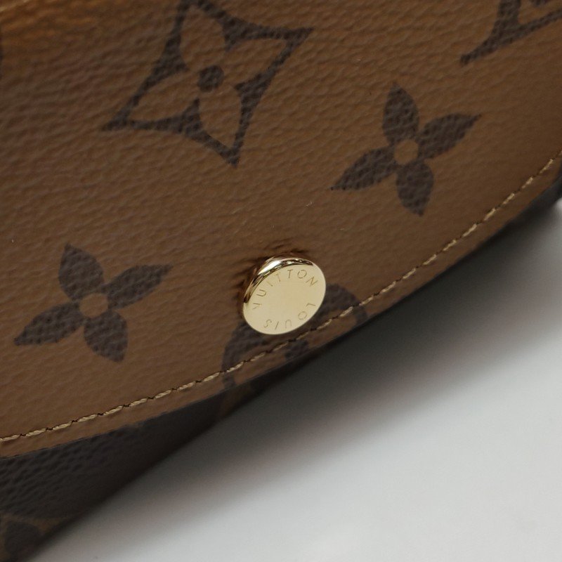 Louis Vuitton (LV)Rosalie牛皮拼色Monogram印花按扣卡包晶片款-9