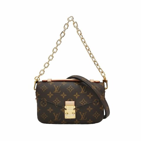 Louis Vuitton (LV) Pochette Metis East West植革老花肩包晶片款