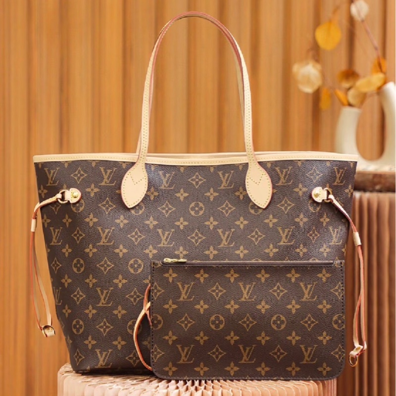 「JL精品代購」98新 LV 老花Neverful經典購物袋 ic 芯片款-0