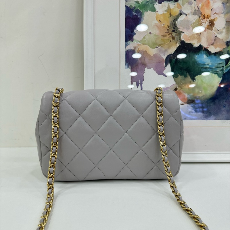 Chanel 香奈兒 22B classic flap 高級灰金方胖子 羊皮鏈條包 百搭小香 22年晶片-2