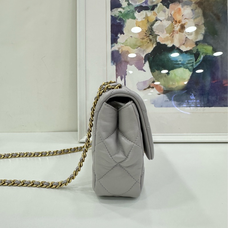 Chanel 香奈兒 22B classic flap 高級灰金方胖子 羊皮鏈條包 百搭小香 22年晶片-4