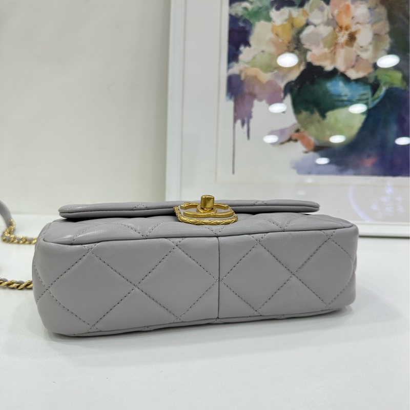 Chanel 香奈兒 22B classic flap 高級灰金方胖子 羊皮鏈條包 百搭小香 22年晶片-5
