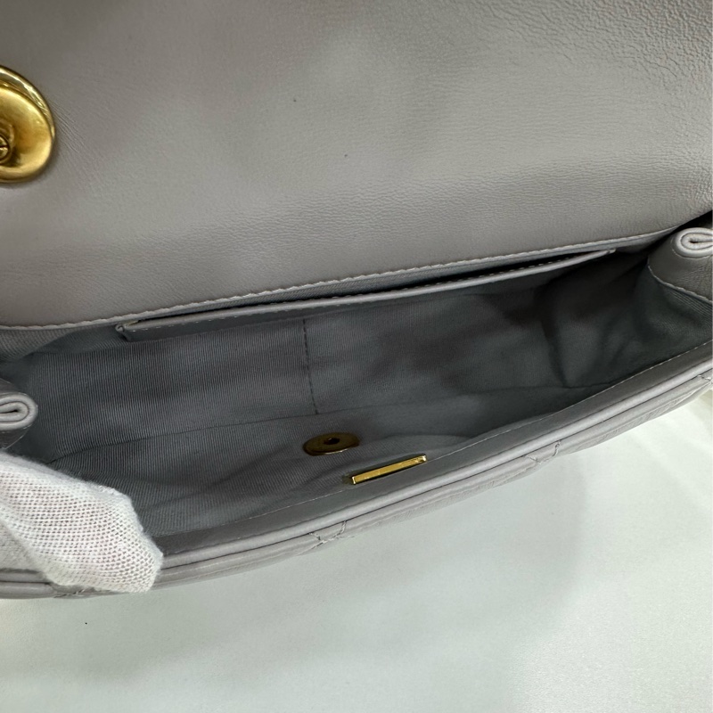 Chanel 香奈兒 22B classic flap 高級灰金方胖子 羊皮鏈條包 百搭小香 22年晶片-8