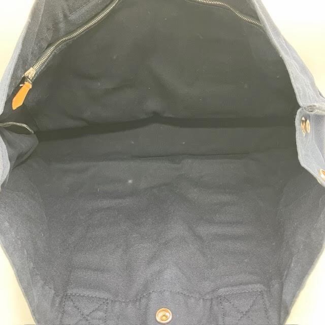 真品 愛馬仕 Hermes 托特包 Foul Tou MM 海軍藍帶棕色條紋-3