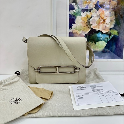 Hermes 愛馬仕豬鼻子23 roulis23 冰河白銀扣 D刻 有購證