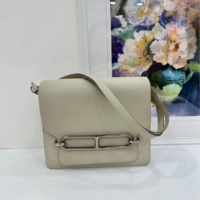 Hermes 愛馬仕豬鼻子23 roulis23 冰河白銀扣 D刻 有購證-1
