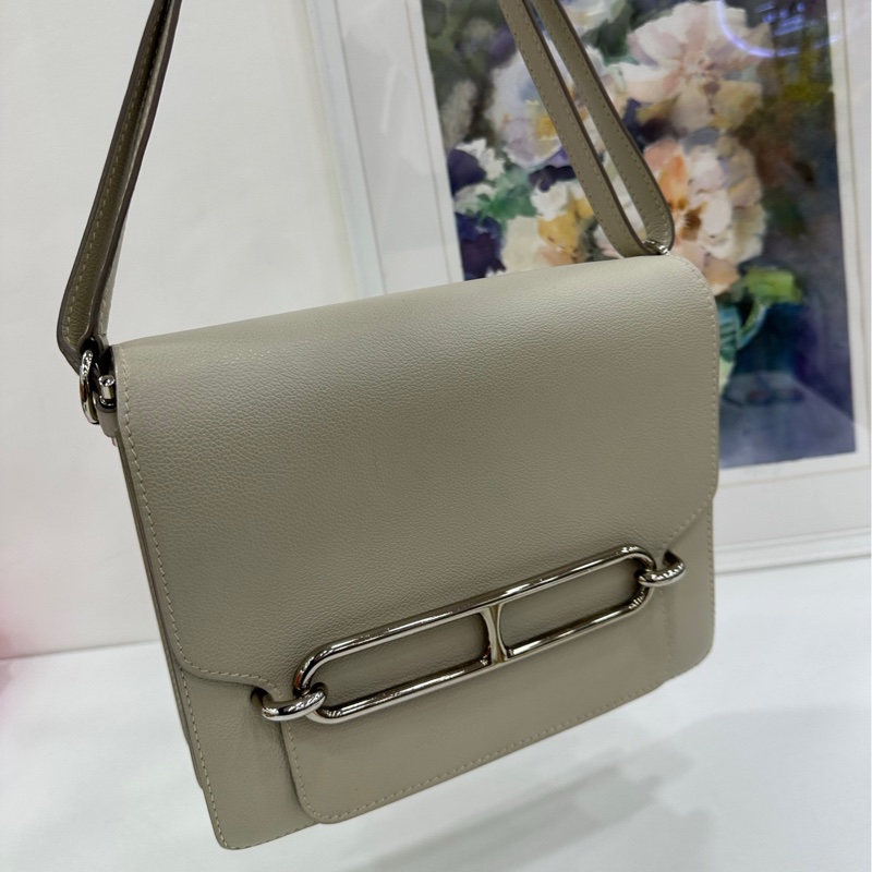 Hermes 愛馬仕豬鼻子23 roulis23 冰河白銀扣 D刻 有購證-6