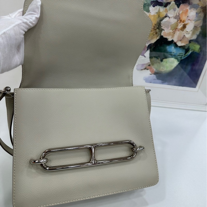 Hermes 愛馬仕豬鼻子23 roulis23 冰河白銀扣 D刻 有購證-7