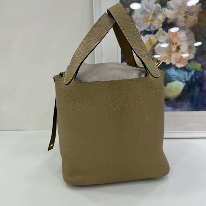 Hermes 愛馬仕 picotin22 風衣灰銀扣菜籃22 閒置有購證-3