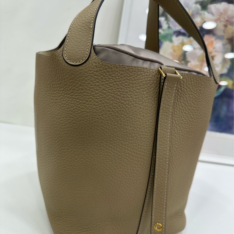 Hermes 愛馬仕 picotin22 風衣灰銀扣菜籃22 閒置有購證-6