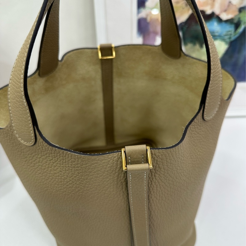 Hermes 愛馬仕 picotin22 風衣灰銀扣菜籃22 閒置有購證-7