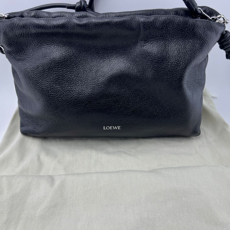 LOEWE 黑色粒面皮革手提斜挎包-0