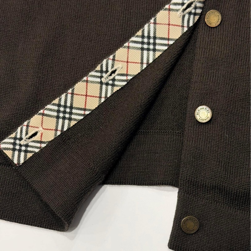 BURBERRY 倫敦 經典格紋毛料戰馬開襟外套 深棕色-4