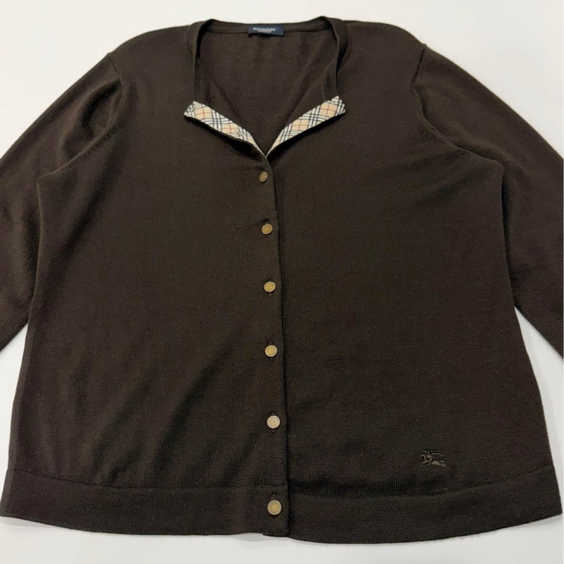 BURBERRY 倫敦 經典格紋毛料戰馬開襟外套 深棕色-5
