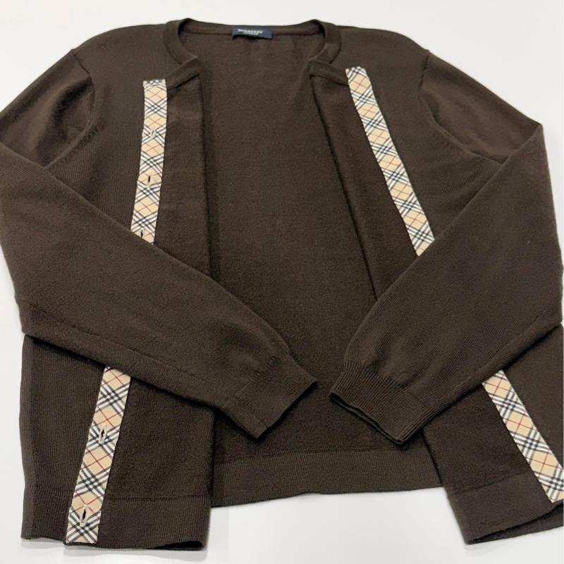 BURBERRY 倫敦 經典格紋毛料戰馬開襟外套 深棕色-7