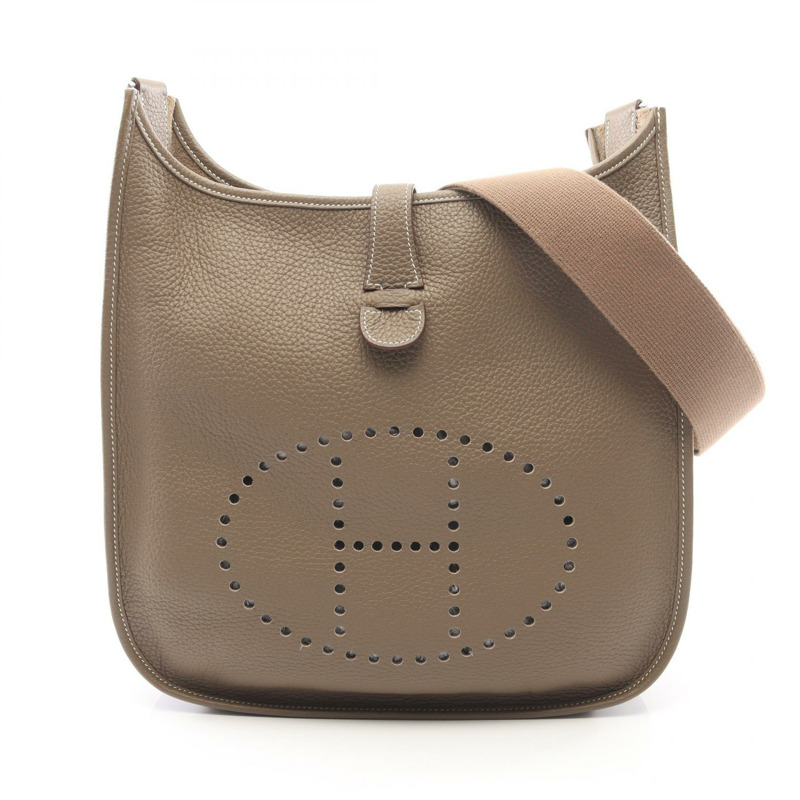 愛馬仕 Evelyne 3 III GM 肩挎包，Clemence 皮革，灰色，SHW，二手 Z-0