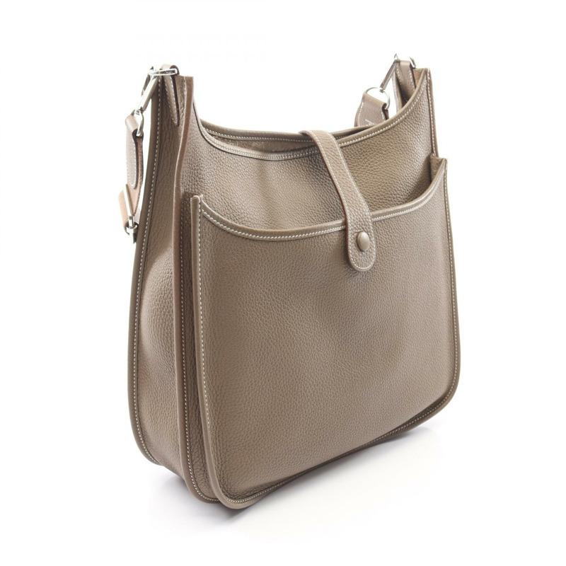 愛馬仕 Evelyne 3 III GM 肩挎包，Clemence 皮革，灰色，SHW，二手 Z-1