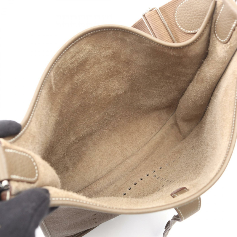 愛馬仕 Evelyne 3 III GM 肩挎包，Clemence 皮革，灰色，SHW，二手 Z-2